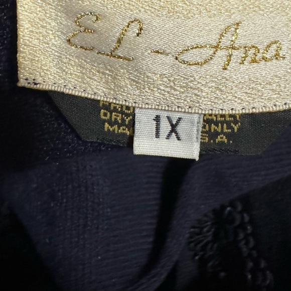 El Ana Vintage Women’s Navy Blue Plus Size 1X Beaded Blazer Snap Front Retro - Picture 11 of 12